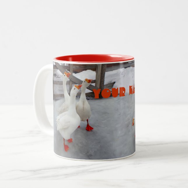 Geese white Two-Tone coffee mug (Front Left)