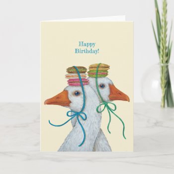 Geese With Macarons Card by vickisawyer at Zazzle