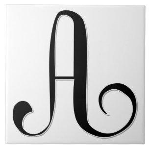Geessele Letter A in Black Monogram Tile