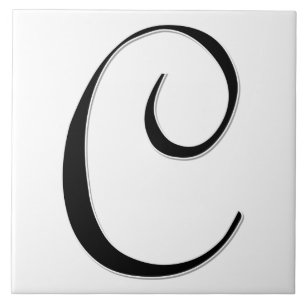 Geessele Letter C in Black Monogram Tile