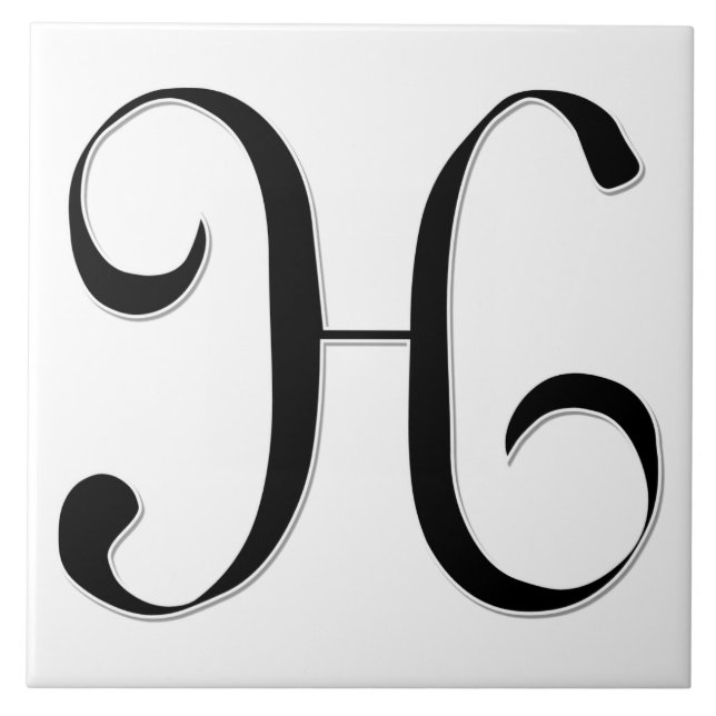 Geessele Letter H in Black Monogram Tile (Front)
