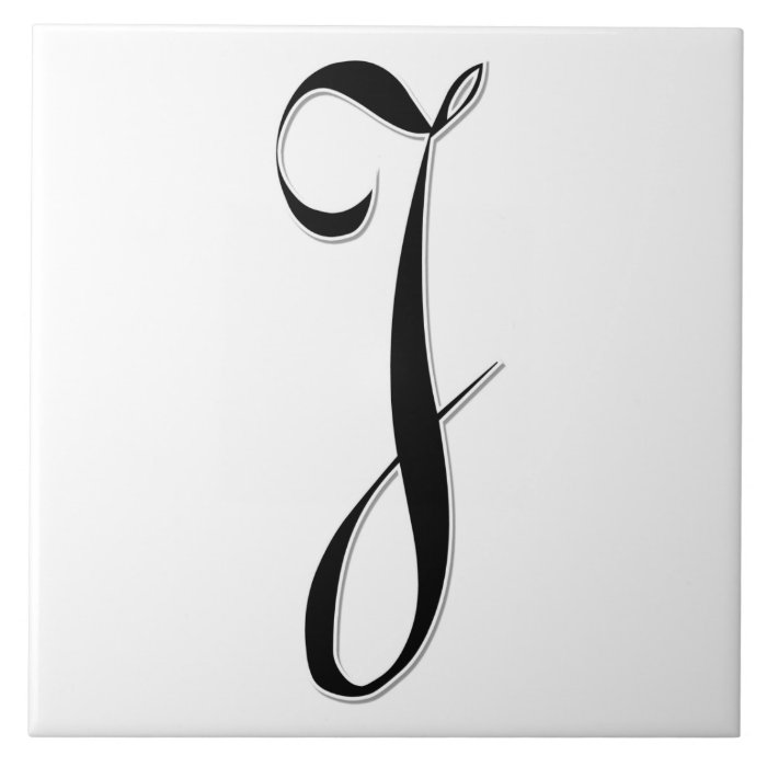 Geessele Letter J in Black Monogram Tile