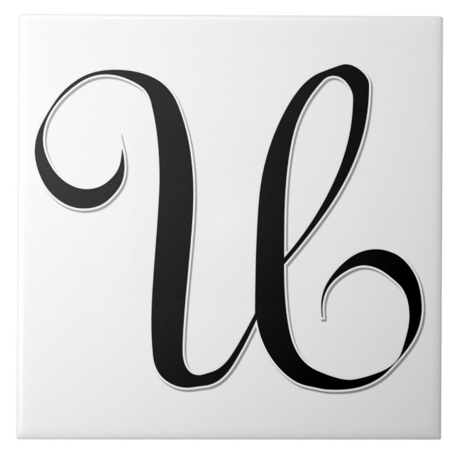 Geessele Letter U in Black Monogram Tile (Front)