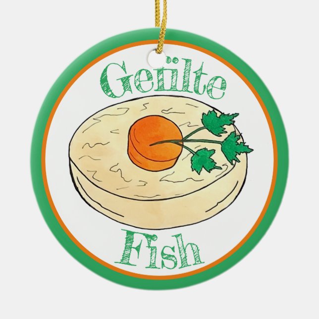 Gefilte Fish Jewish Holidays Shabbat Passover Food Ceramic Ornament (Front)