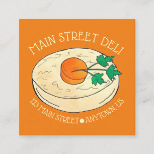 Gefilte Fish Jewish Kosher Deli Delicatessen Chef Square Business Card