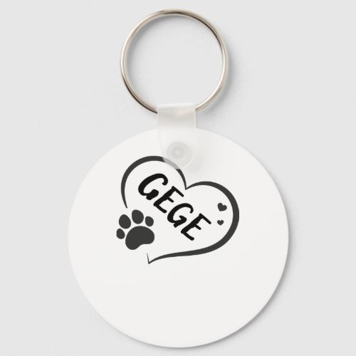 Gege Name In A Heart With A Paw  Keychain