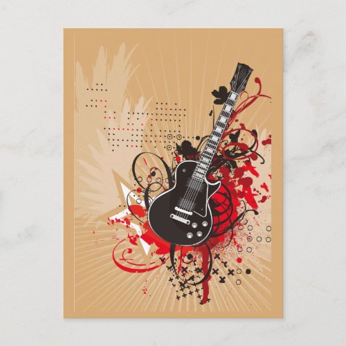 GEGV GRUNGE ELECTRIC GUITAR VECTOR GRAPHIC MUSIC R POSTCARD