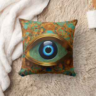 "Geiger-Inspired Evil Eye Pillow" Throw Pillow