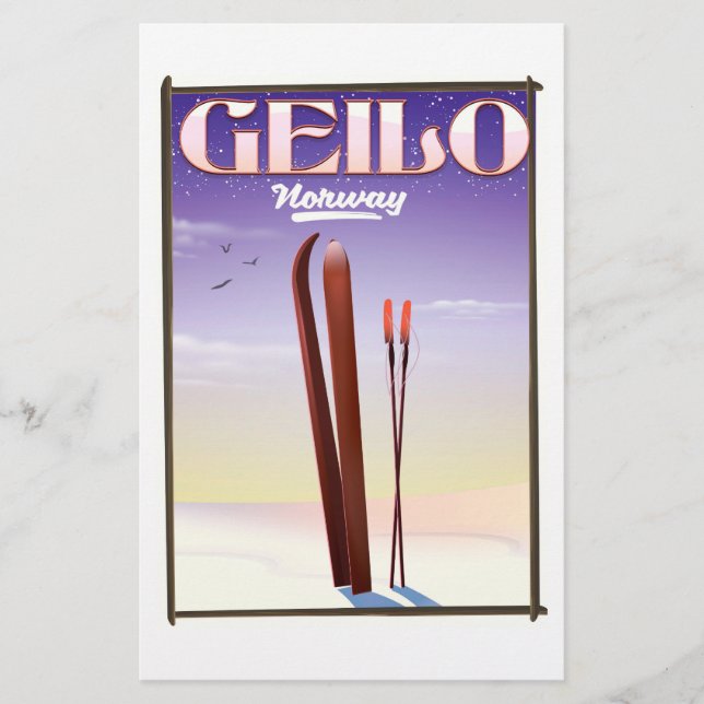 Geilo , Norway ski travel poster Stationery (Front)