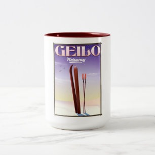 Geilo , Norway ski travel poster Two-Tone Coffee Mug