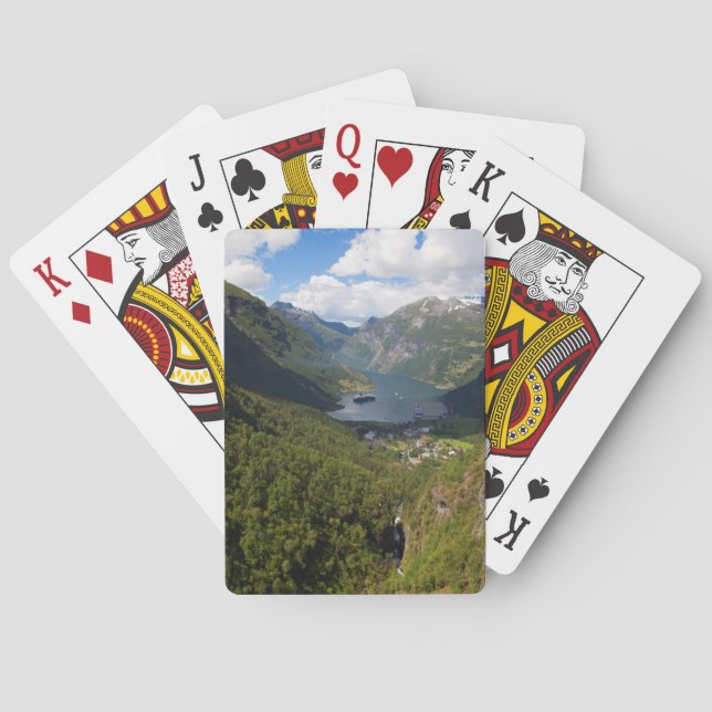 Geiranger Fjord landscape, Norway Poker Cards (Back)