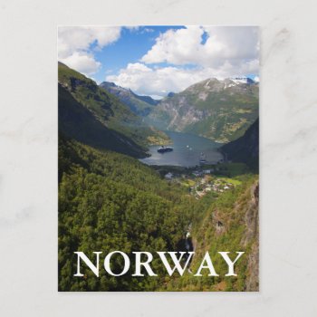 Geiranger Fjord Landscape  Norway Postcard by takemeaway at Zazzle