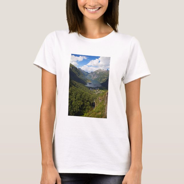 Geiranger Fjord landscape, Norway T-Shirt (Front)