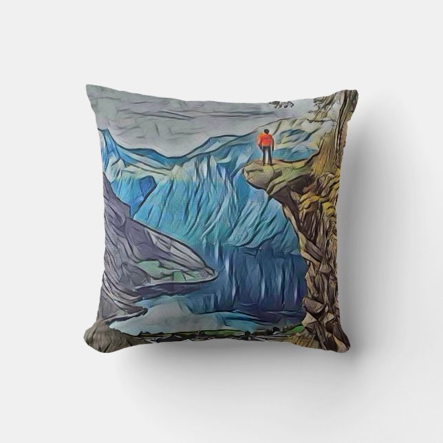 Geirangerfjord Throw Pillow (Front)