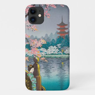 Geisha and Cherry Tree, Ueno Park japanese scenery Case-Mate iPhone Case