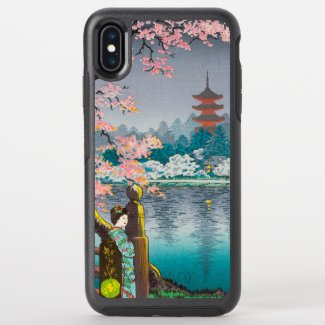 Geisha and Cherry Tree, Ueno Park japanese scenery OtterBox Symmetry iPhone XS Max Case