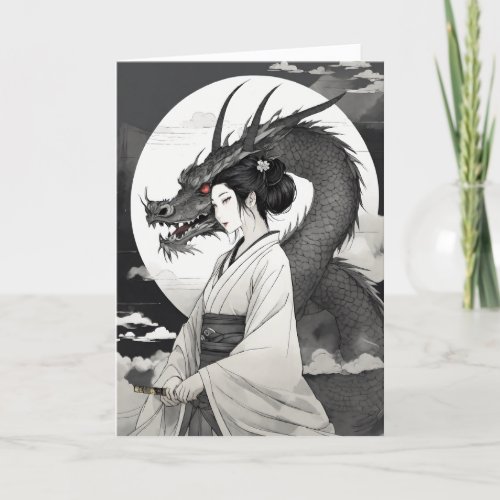 Geisha and Dragon Chinese New Year 2024 Card