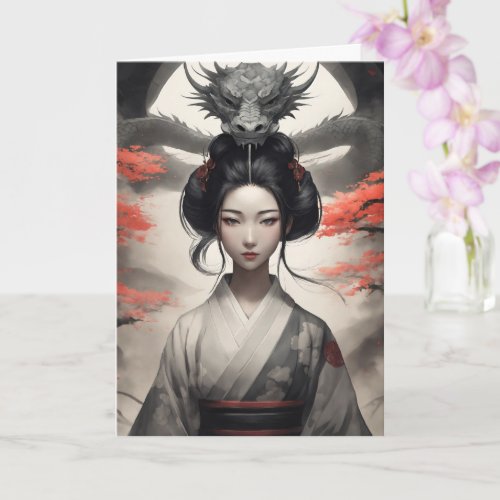 Geisha and Dragon Chinese New Year 2024 Card