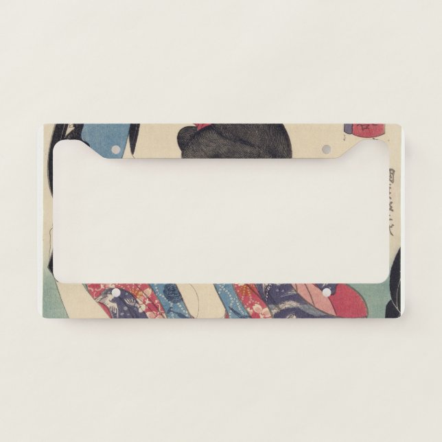 Geisha And Mirror License Plate Frame (Front)