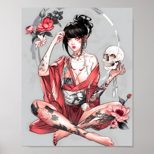 Geisha and Skull 66001 Poster
