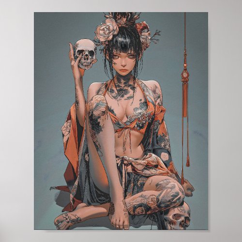 Geisha and Skull 66006 Poster