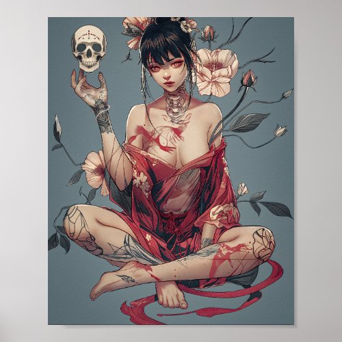 Geisha and Skull 66007 Poster