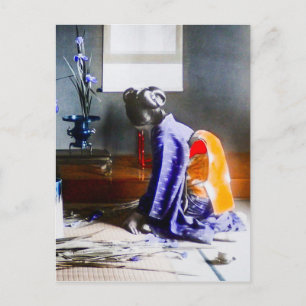 Geisha Arranging Flowers Vintage Old Japan Postcard