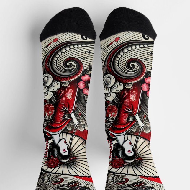Geisha Art Pattern Socks (Top)