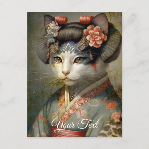 Geisha cat Personalize  Postcard