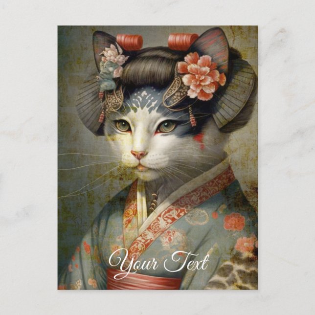 Geisha cat. Personalize.  Postcard (Front)
