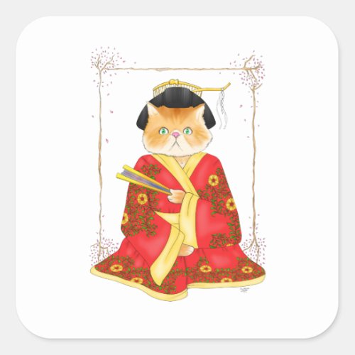 Geisha Cat Stickers