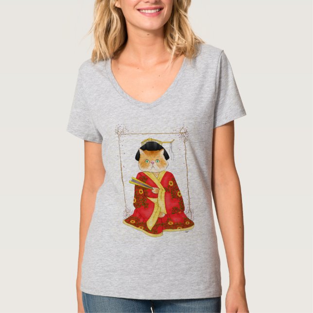 Geisha Cat womens shirt (Front)