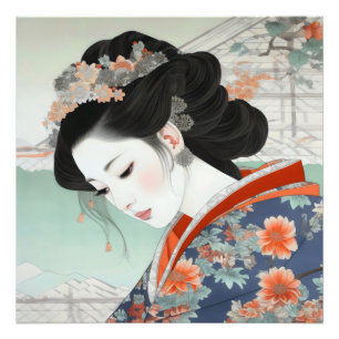 Geisha Colorful Ukiyo-e Photo Print