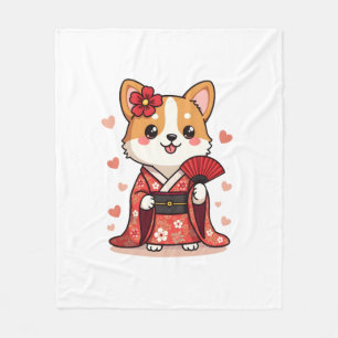 Geisha Corgi Dog Lover Welsh Fleece Blanket