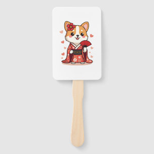 Geisha Corgi Dog Lover Welsh Hand Fan