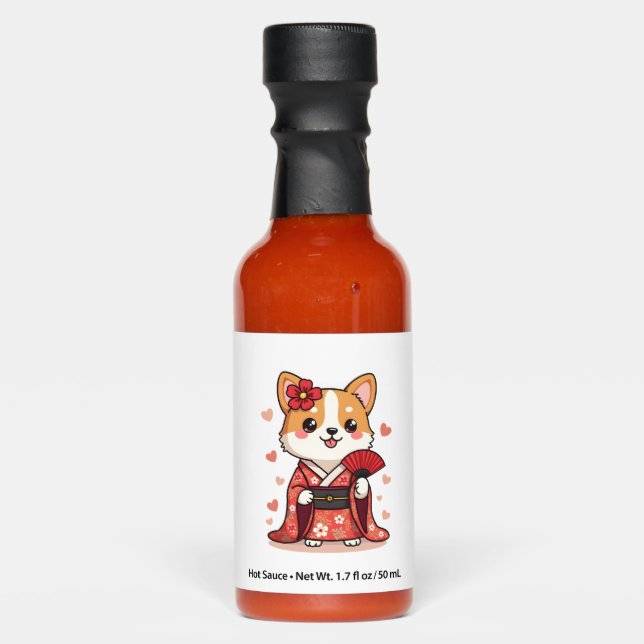 Geisha Corgi Dog Lover Welsh Hot Sauces (Front)