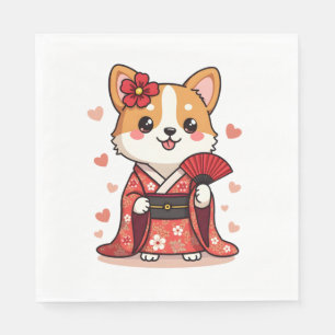 Geisha Corgi Dog Lover Welsh Napkins