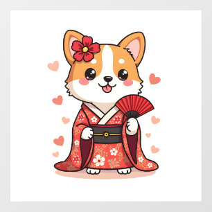 Geisha Corgi Dog Lover Welsh Wall Decal