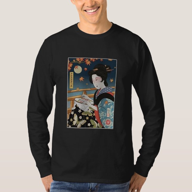 Geisha Cross Stitch Mom Ukiyoe Geisha Crochet Mom T-Shirt (Front)