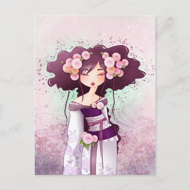 Geisha Dahlia Postcard (Front)