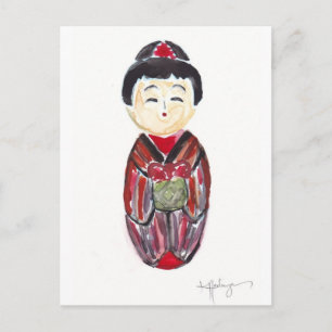 geisha doll post card