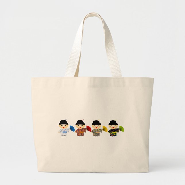 Geisha Dolls Large Tote Bag (Front)