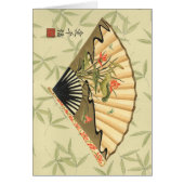 Geisha Fan with Leaves and Floral Print (Front)