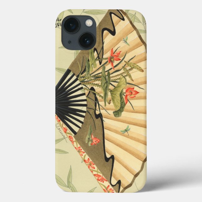 Geisha Fan with Leaves and Floral Print Case-Mate iPhone Case (Back)