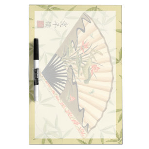 Geisha Fan with Leaves and Floral Print Dry Erase Board