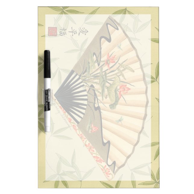 Geisha Fan with Leaves and Floral Print Dry Erase Board (Front)
