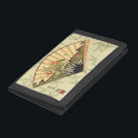 Geisha Fan with Leaves and Floral Print Tri-fold Wallet<br><div class="desc">This beautiful print has a geisha fan featured prominently against a background of floating leaves. The fan also has a lovely and stylish floral design on it. Fans of Asian art should add this to their collection!</div>