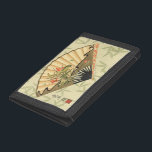 Geisha Fan with Leaves and Floral Print Tri-fold Wallet<br><div class="desc">This beautiful print has a geisha fan featured prominently against a background of floating leaves. The fan also has a lovely and stylish floral design on it. Fans of Asian art should add this to their collection!</div>
