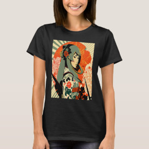Geisha Female Retro Japanese Kimono Samurai Vintag T-Shirt