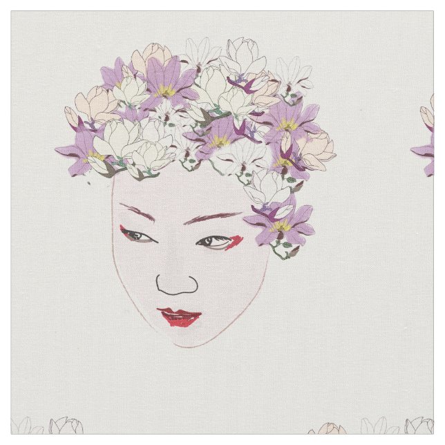 Geisha FLowers Fabric (Close Up)